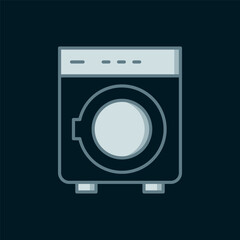 Line Washer icon isolated on black background. Washing machine icon. Clothes washer - laundry machine. Home appliance symbol. Flat filled outline style with shadow. Vector