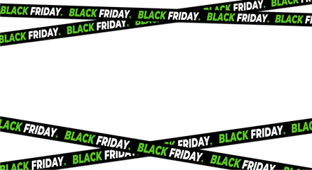 black friday green ribbon crossed banner background, modern retail promotion and discount sale design template