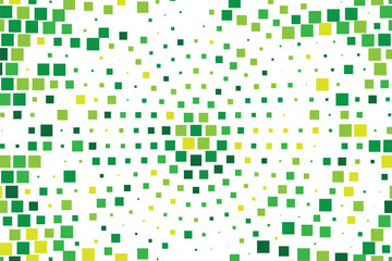 Green mosaic halftone square pattern background, abstract geometric dotted texture with gradient effect, modern digital vector design for eco technology and nature concepts