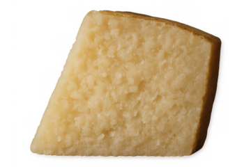 Parmesan cheese wedge, delicious italian dairy product for cooking and grating, on a transparent background