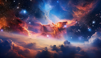 Mesmerizing Cosmic Nebula With Glimmering Stars And Ethereal Clouds