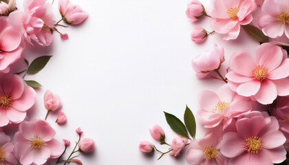 White Backdrop Featuring Pink Flowers