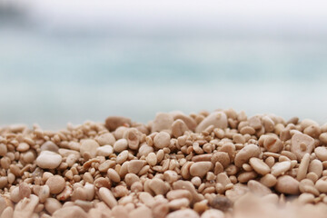 pebbles in the foreground, on a beach