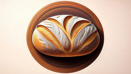 Loaf Of Bread Illustration In A Circular Design For Culinary And Baking Contexts