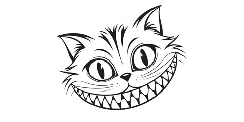 Naklejka premium Cat smiling face line art vector illustration