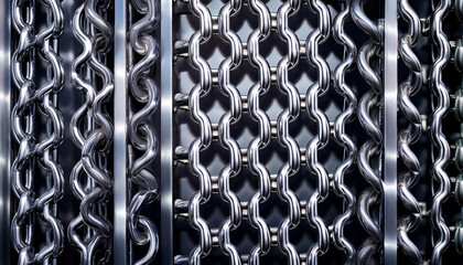 High Definition Textured Curtain Of Lustrous Metallic Silver Chains With Interplay Of Light And Shadows For Digital Graphic Art