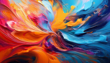Vibrant Abstract Artwork With Swirling Colors And Dynamic Brush Strokes