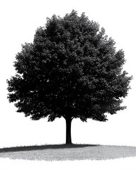 Beautiful lone tree silhouette on hill high resolution picture