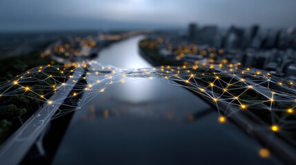 City Network Connection, Data Visualization, Modern Technology