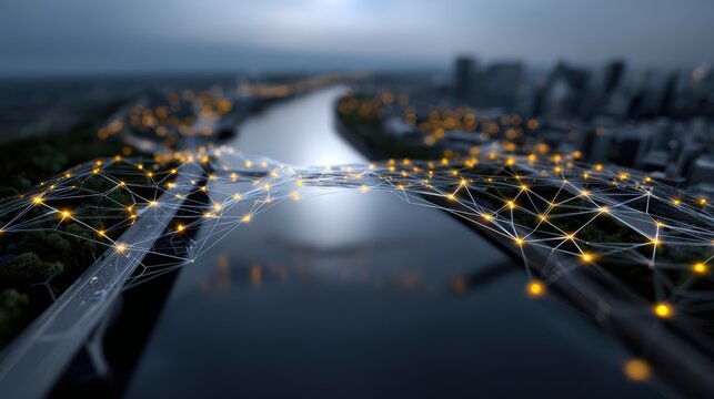 City Network Connection, Data Visualization, Modern Technology - Powered by Adobe