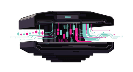 An abstract digital illustration showcasing data streams, lines, and a futuristic design with vibrant colors, ideal for technology and innovation concepts.