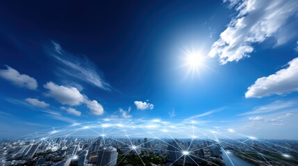 Smart City Network, Global Connection, Digital Skyline