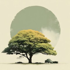 Beautiful nature art showcasing lone tree high resolution picture