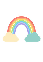 Rainbow Arch with Clouds A Cheerful and Colorful Illustration of Joy and Hope