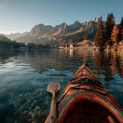 Beautiful outdoor kayaking mountain view high resolution picture