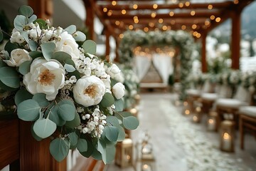 Beautiful outdoor wedding with floral design high resolution picture