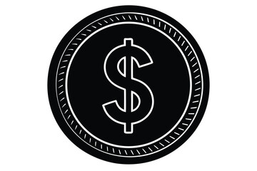 dollar coin vector icon silhouette