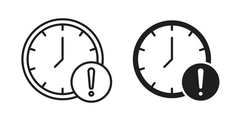 Alarm exclamation icons in outline, flat style. Vector EPS