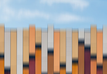 Colorful Building Facade with Blurred Vertical Stripes
