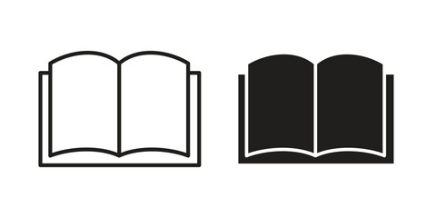Book icons in outline, flat style. Vector EPS