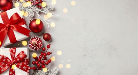 christmas decoration on red background