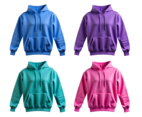 blue, violet, green, pink cotton hoodie, Isolated on transparent background, png