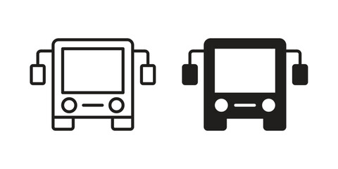 Bus icons in outline, flat style. Vector EPS