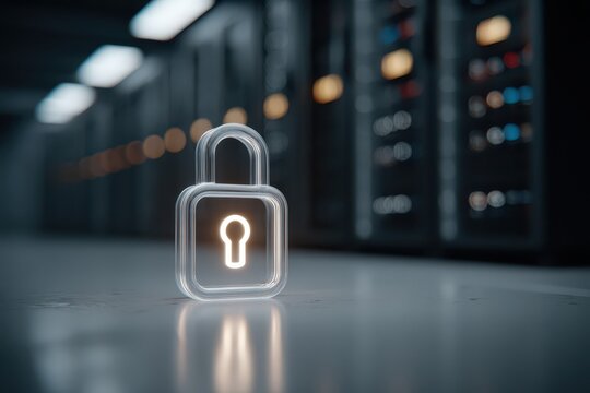 Glowing padlock icon representing digital security and data protection. - Powered by Adobe