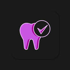 Filled outline Tooth icon isolated on black background. Tooth symbol for dentistry clinic or dentist medical center and toothpaste package. Flat filled outline style with shadow. Vector