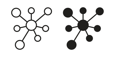 Chart connected icons in outline, flat style. Vector EPS