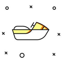 Filled outline Jet ski icon isolated on white background. Water scooter. Extreme sport. Flat filled outline style with shadow. Vector