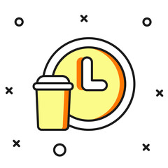 Filled outline Round the clock delivery icon isolated on white background. Flat filled outline style with shadow. Vector