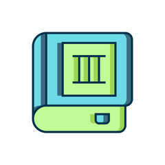 Filled outline Book icon isolated on white background. Third volume. Flat filled outline style with shadow. Vector