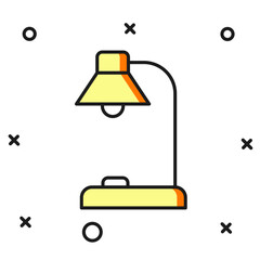Filled outline Table lamp icon isolated on white background. Flat filled outline style with shadow. Vector
