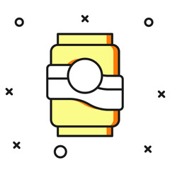 Filled outline Soda can icon isolated on white background. Flat filled outline style with shadow. Vector