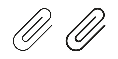 Clip icons in outline, flat style. Vector EPS