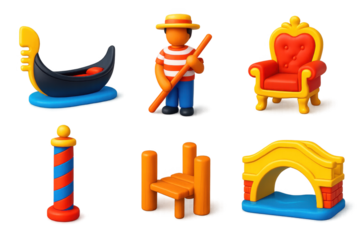 Man in a striped shirt is holding a paddle and standing next to a boat