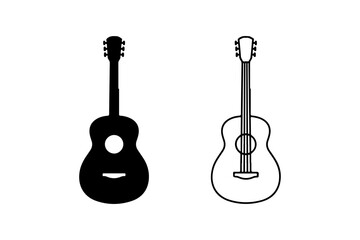 Fototapeta premium Guitar silhouette and outline icon vector design