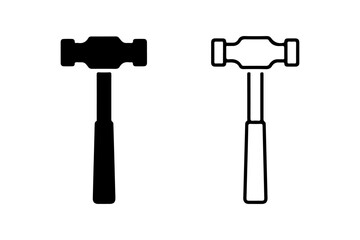 Hammer silhouette and outline icon vector illustration
