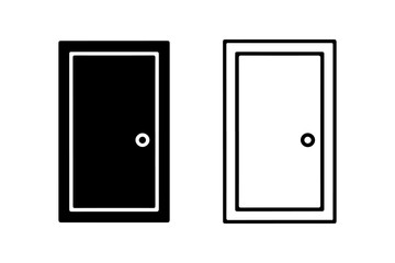 Door silhouette and outline icon set