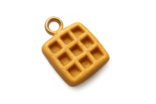 Waffle shaped keychain charm with loop