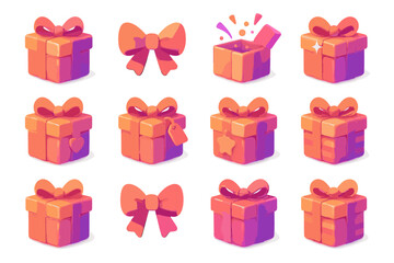 Obraz premium Illustration text characters any flat geometric box vector d icon gift labels