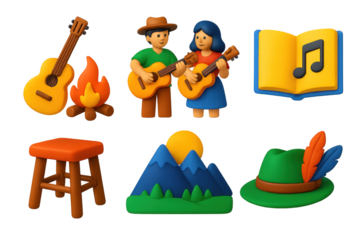 Man and a woman are playing guitars