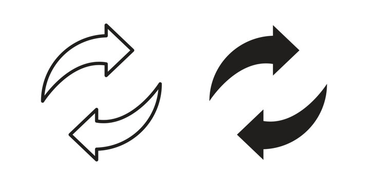 Exchange icons in outline, flat style. Vector EPS