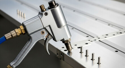 Pneumatic Tool In A Metal Workshop