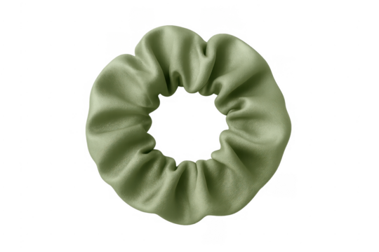 Green scrunchie hair tie accessory isolated transparent background
