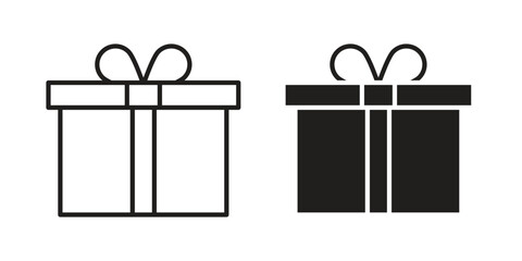 Gifts icons in outline, flat style. Vector EPS