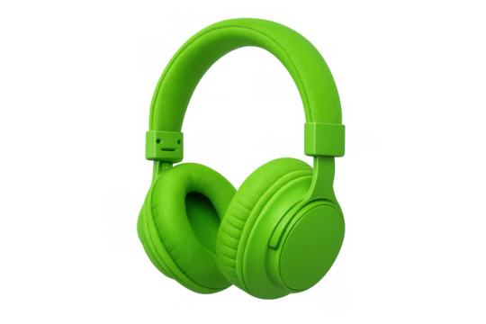 Green over-ear wireless headphones for listening to music, audio, podcasts, and digital sound entertainment