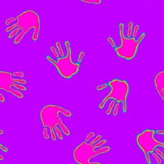 Fototapeta premium Handprint seamless team work pattern for school and kids and wrapping paper and notebooks and clothes print