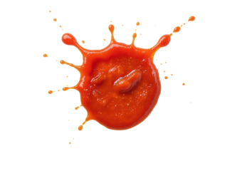Ketchup splash burst on transparent background